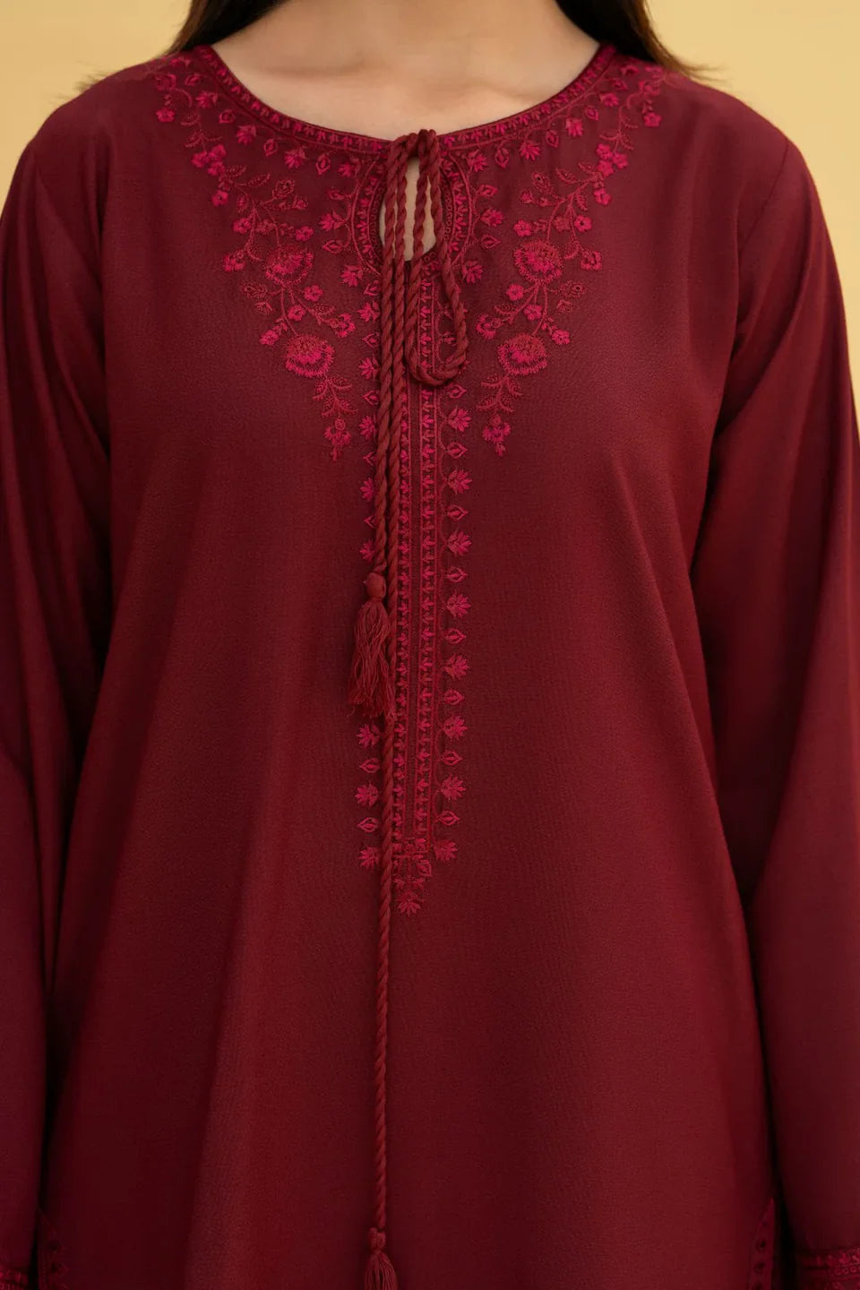 Maroon Embroidered 3-Piece