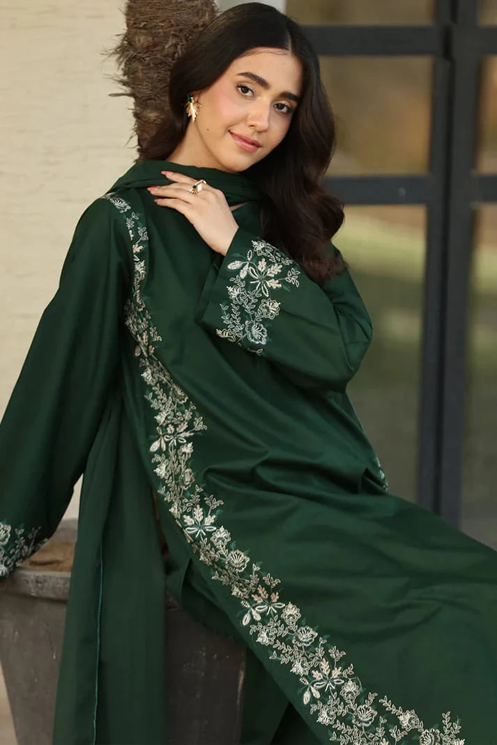 Green-Naaz 2PC Embroidered Cotton Stitched Suit